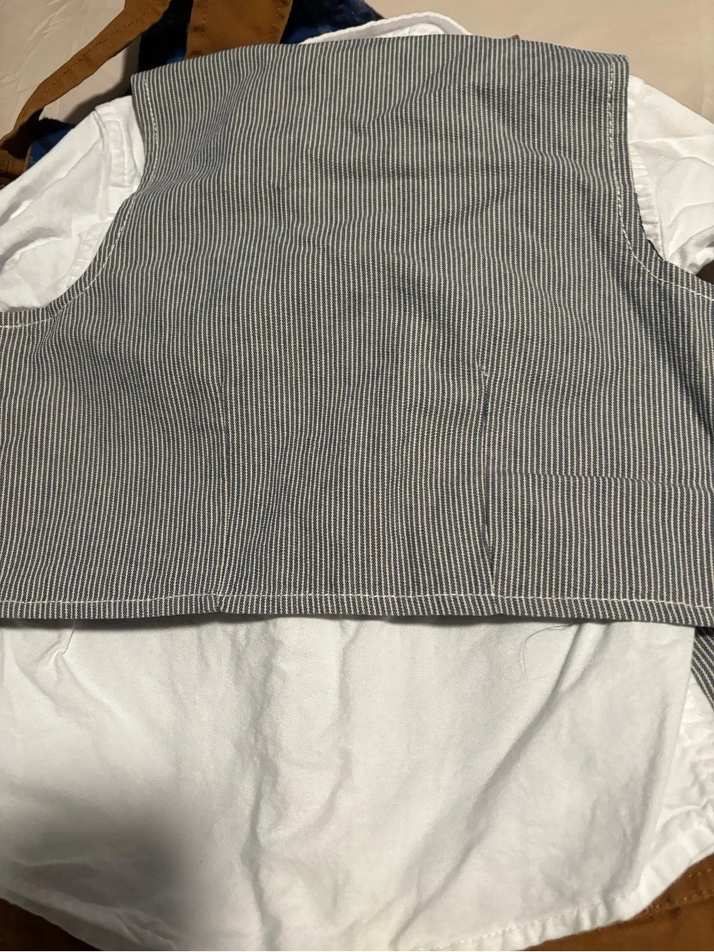 Boys Three Piece Outfit 3t Pin Stripe Best Pants White Long Sleeve Shirt - Picture 3 of 7